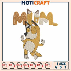 Cute Dog Mom Embroidery Design in Three Sizes for Crafting