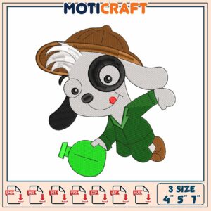 Cute Dog Embroidery Design for Kids 3 Sizes Available