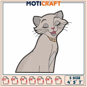 Cute Cat Embroidery Design 4x7