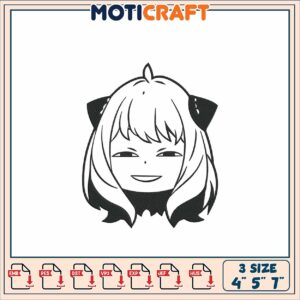 Cute Cat Ear Girl Embroidery Design for DIY Projects 4x5 7 Inches