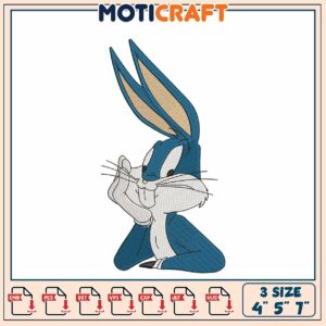 Cute Bunny Embroidery Design in Multiple Sizes for Crafts