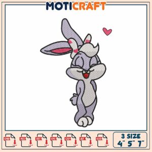 Cute Bunny Embroidery Design 4x5x7 Inch