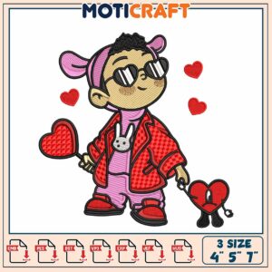 Cute Boy Embroidery Design 4x5x7 Inches