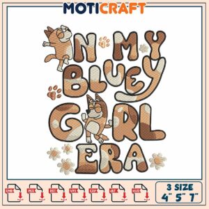 Cute Bluey Dog Embroidery Design for Crafts in Three Sizes