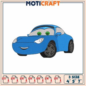 Cute Blue Car Embroidery Design for Kids 4x5x7 Inch Formats