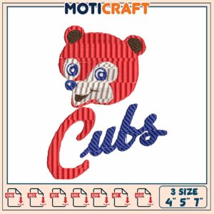 Cubs Bear Embroidery Design 3 Sizes