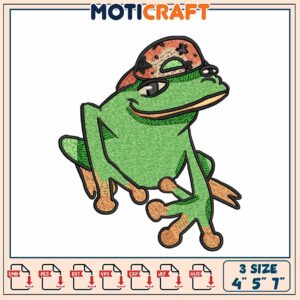 Cool Frog Embroidery Design 4x5x7 Inch