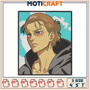 Cool Embroidery Design of Anime Character in Three Sizes