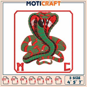 Cobra Embroidery Design 3 Sizes