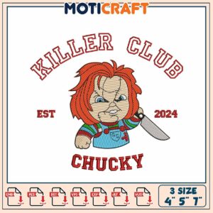 Chucky Killer Club Embroidery Design
