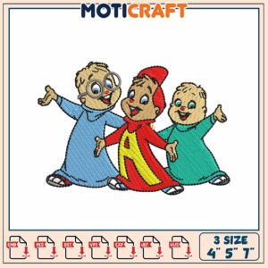Chipmunks Embroidery Design 3 Sizes