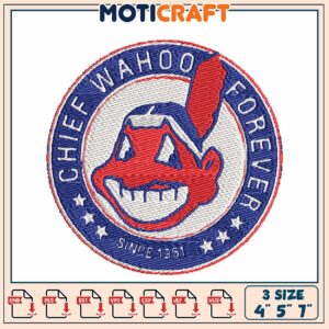 Chief Wahoo Embroidery Design 4x5x7 Inch