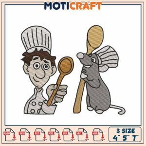 Chef Rat Embroidery Design 4x5x7 Inch