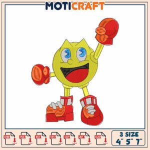 Cheerful Boxing Character Embroidery Design in Three Sizes
