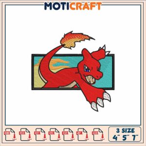 Charmander Embroidery Design 4x5x7 Inch