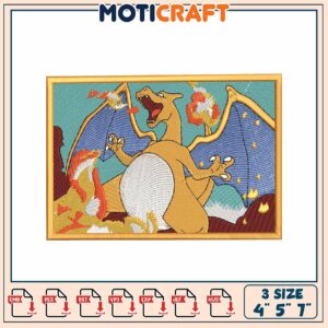 Charizard Embroidery Design 4x5x7 Inch