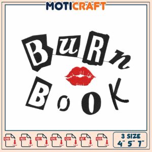 Burn Book Embroidery Design 4x5x7 inch