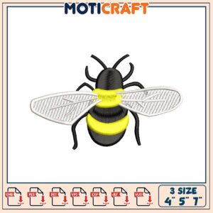 Bumble Bee Embroidery Design 4x5x7 Inch