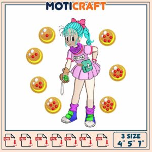 Bulma Dragon Ball Embroidery Design