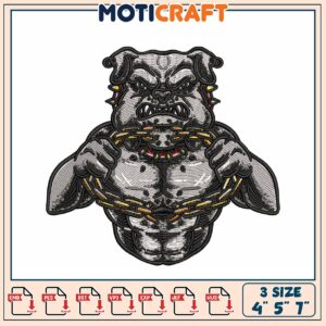 Bulldog Embroidery Design 4x7 inch