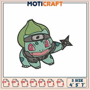 Bulbasaur Ninja Embroidery Design 4x5x7 Inch