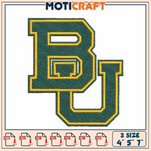 BU Letter Embroidery Design 4x5x7 Inch