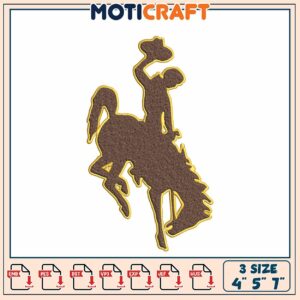 Bronco Busting Embroidery Design 4x7 Inches