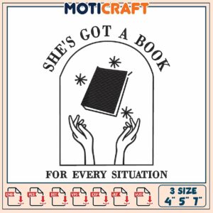Book Lover Embroidery Design 4x5x7 Inch