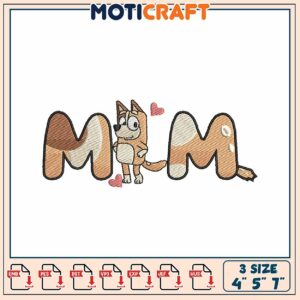 Bluey Mum Embroidery Design 4x5x7 inch