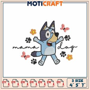 Bluey Mama Dog Embroidery Design