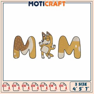 Bluey Letter M Embroidery Design
