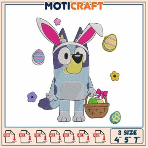 Bluey Easter Bunny Embroidery Design 4x5x7 Inches