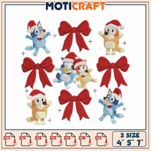Bluey Christmas Embroidery Designs 4x5x7 inch