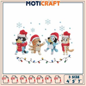 Bluey Christmas Embroidery Design 4x5x7 Inch
