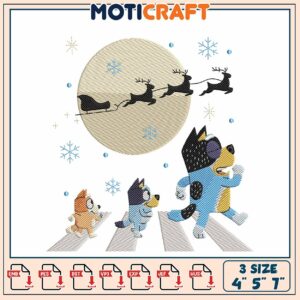 Bluey Christmas Embroidery Design 3 Sizes