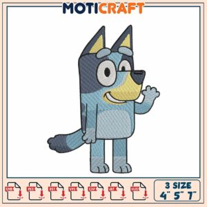 Blue Character Embroidery Design Available in Multiple Sizes