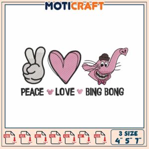 Bing Bong Peace Love Embroidery Design