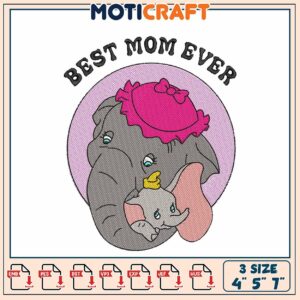 Best Mom Ever Elephant Embroidery Design