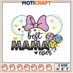 Best Mama Ever Embroidery Design with Fun Balloons and Bows