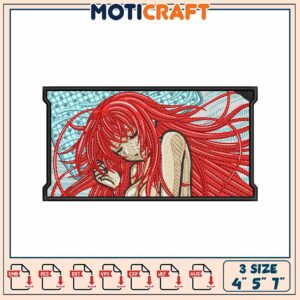 Beautiful Red Hair Woman Embroidery Design in Multiple Formats