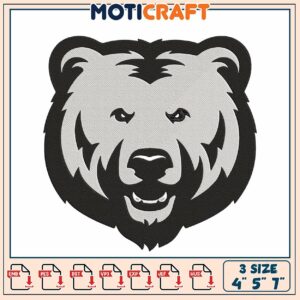 Bear Head Embroidery Design 4x5x7 Inch