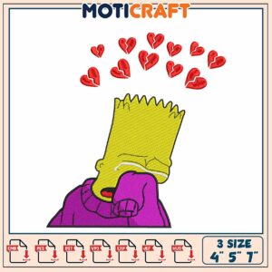 Bart Simpson Broken Heart Embroidery