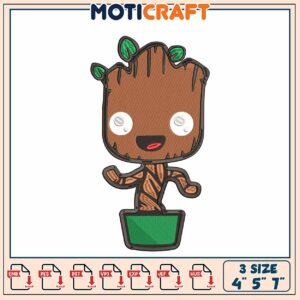 Baby Groot Embroidery Design 4x5x7 Inch
