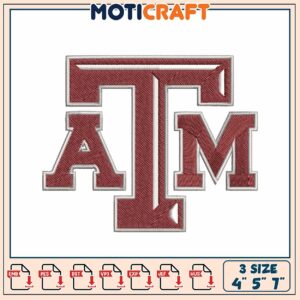 ATM Embroidery Design for Custom Apparel in Three Sizes