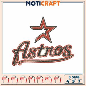 Astros Embroidery Design 4x5x7 Inch