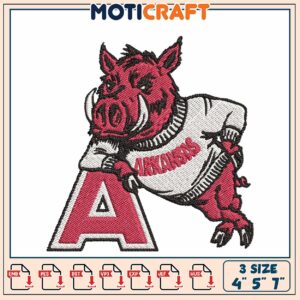 Arkansas Razorback Embroidery Design