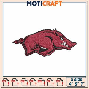 Arkansas Razorback Embroidery Design in Multiple Sizes and Formats