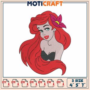 Ariel Mermaid Embroidery Design