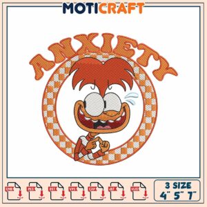 Anxiety Cartoon Embroidery Design