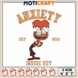 Anxiety Embroidery Design 3 Sizes